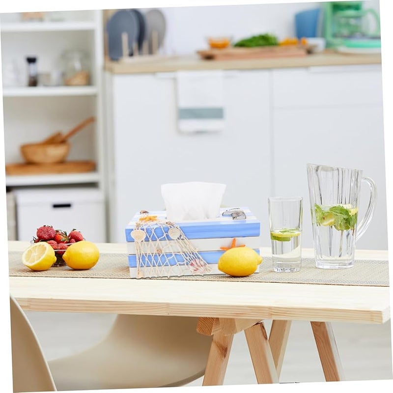 White Tissue Box Holder Mediterranean Style Napkin Dispenser For Living Room Office - Image 5